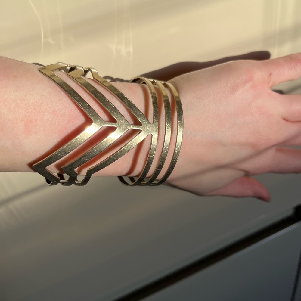 Gold Colored Chevron Cuff Bracelet
